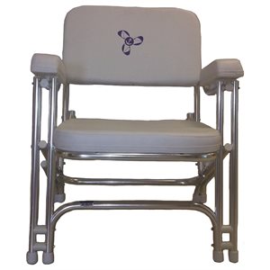 chaise pliante blanche en aluminium avec appuie-bras