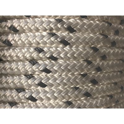 Cablot tressé double polyester 3 / 8 po blanc trait gris AMMA Marine