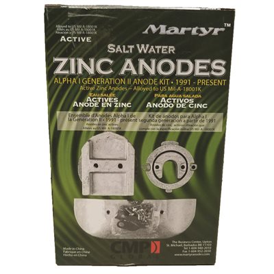 ENS. D'ANODES en ZINC MERCRUISER ALPHA GEN II à partir de 1991