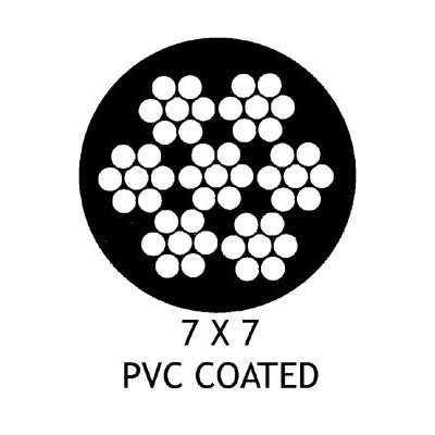 1 / 8" SST CABLE 7 x 7 STRANDS W / PVC COATING